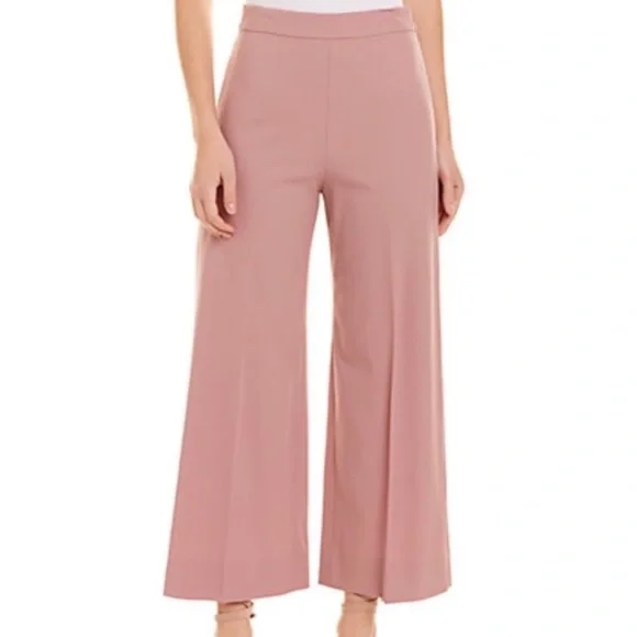 Rebecca Taylor Stretch Wool Spring Cropped Wide Leg Pant Dusty Rose size 0 - Picture 1 of 8